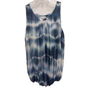 Keysha Womens Silk Tank Top Size Medium Blue Tie Dye Layered Sleeveless Hippie